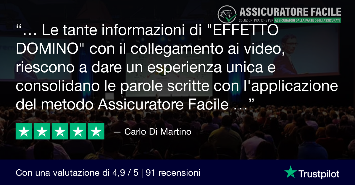 Trustpilot Review Effetto Domino di Assicuratore Facile - Carlo Di Martino